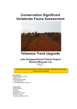 Appendix E5 Conservation Significant Vertebrate Fauna Assessment