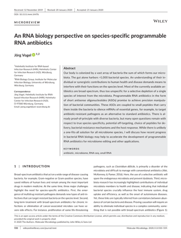 An RNA Biology Perspective on Species‐Specific Programmable RNA Antibiotics