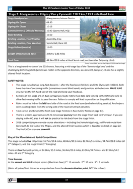 SD Sealants Junior Tour of Wales 2016 Race Manual