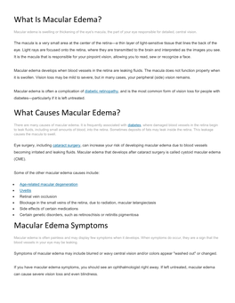 What Is Macular Edema?