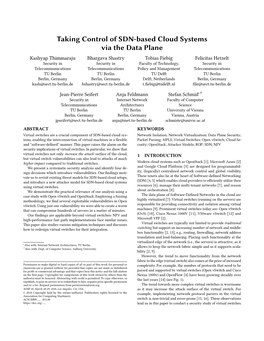 Taking Control of SDN-Based Cloud Systems Via the Data Plane