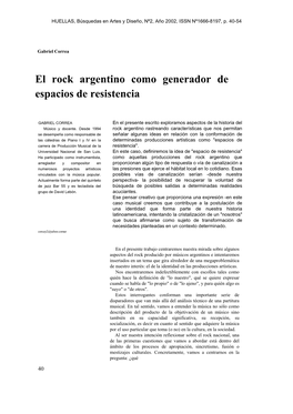 El Rock Argentino Como Generador De Espacios De Resistencia