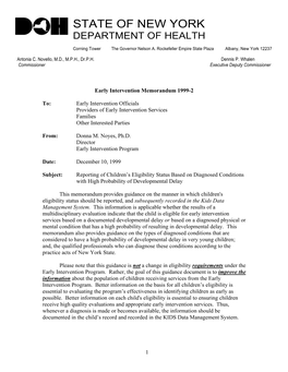 Early Intervention Memorandum 1999-2