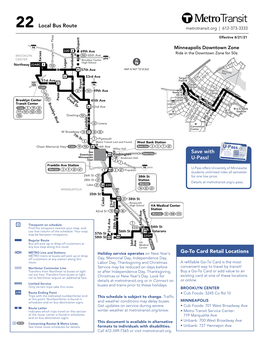 Route 22 Metrotransit.Org | 612-373-3333