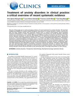 Treatment of Anxiety Disorders in Clinical Practice: a Critical Overview of Recent Systematic Evidence