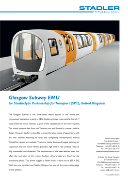 Glasgow Subway EMU for Strathclyde Partnership for Transport (SPT), United Kingdom
