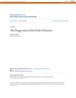 The Progression of the Field of Kinesics