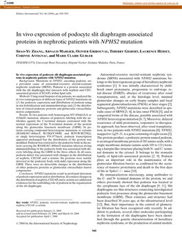 In Vivo Expression of Podocyte Slit Diaphragm-Associated Proteins in Nephrotic Patients with NPHS2 Mutation