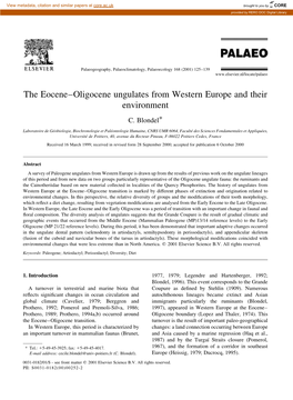 The Eocene±Oligocene Ungulates from Western Europe and Their Environment