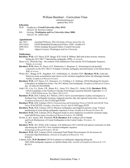 William Barnhart – Curriculum Vitae Wbarnhart@Usgs.Gov Updated May 2014 Education Ph.D