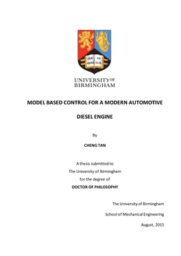 Model Based Control for a Modern Automotive Diesel Engine