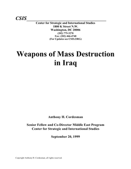 Weapons of Mass Destruction in Iraq