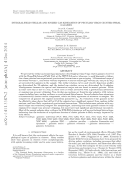 INTEGRAL-FIELD STELLAR and IONIZED GAS KINEMATICS of PECULIAR VIRGO CLUSTER SPIRAL GALAXIES Juan R