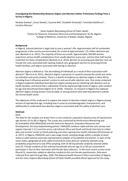 Investigating the Relationship Between Stigma and Abortion Safety: Preliminary Findings from a Survey in Nigeria