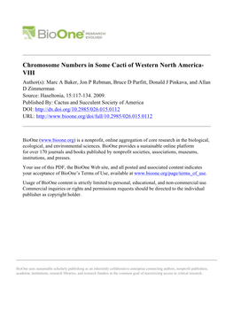 Chromosome Numbers in Some Cacti of Western North America- VIII