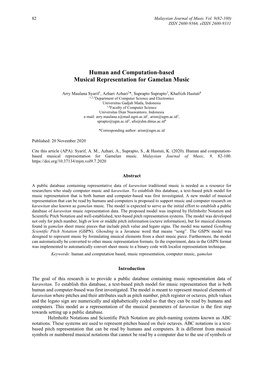 Human and Computation-Based Musical Representation for Gamelan Music