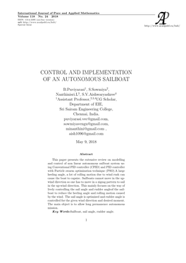 Control and Implementation of an Autonomous Sailboat