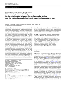 On the Relationship Between the Environmental History and the Epidemiological Situation of Argentine Hemorrhagic Fever