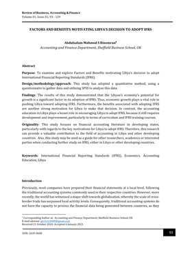 Factors and Benefits Motivating Libya's Decision to Adopt Ifrs