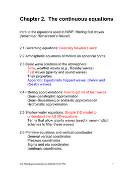 Continuity Equation Or Conservation of Mass;