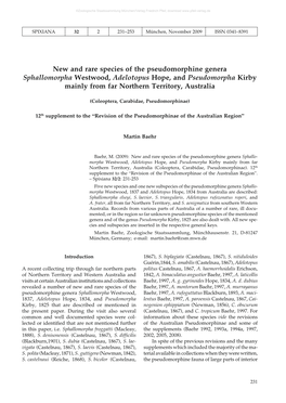 New and Rare Species of the Pseudomorphine Genera Sphallomorpha Westwood, Adelotopus Hope, and Pseudomorpha Kirby Mainly from Far Northern Territory, Australia