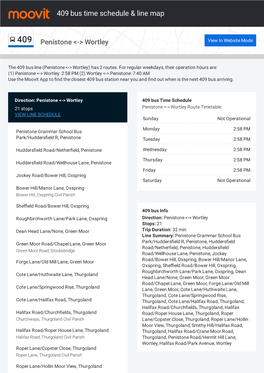 409 Bus Time Schedule & Line Route