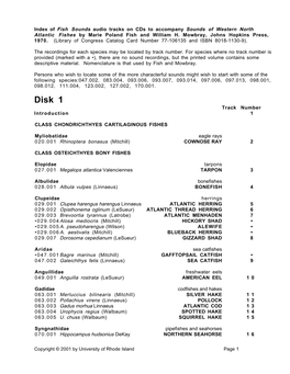 Disk 1 Track Number Introduction 1