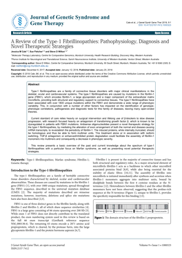 A Review of the Type-1 Fibrillinopathies: Pathophysiology