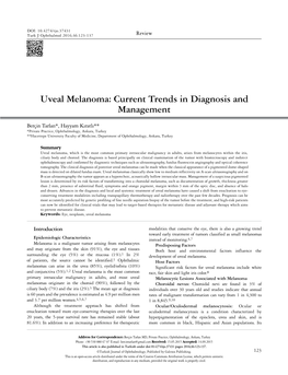 Uveal Melanoma: Current Trends in Diagnosis and Management