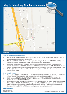 Map to Heidelberg Graphics Johannesburg