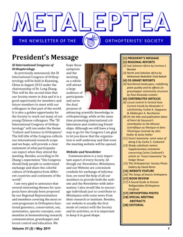 Metalepteametaleptea the Newsletter of the Orthopterists’ Society