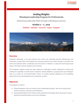 Scaling Heights Himalayan Leadership Program for Professionals