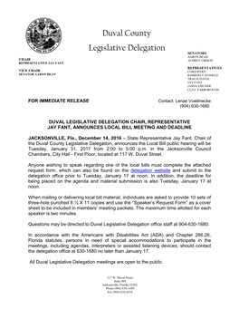 2017 Session Local Bill Meeting Notice
