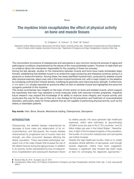 The Myokine Irisin Recapitulates the Effect of Physical Activity on Bone and Muscle Tissues