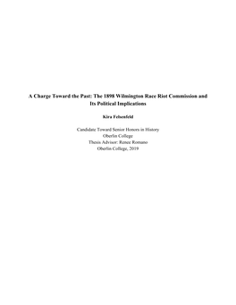 The 1898 Wilmington Race Riot Commission and Its Political Implications