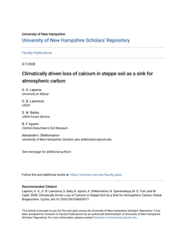 Climatically Driven Loss of Calcium in Steppe Soil As a Sink for Atmospheric Carbon