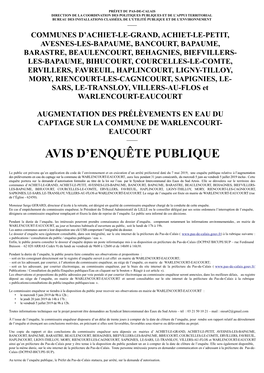 Avis D'ouverture D'enquête