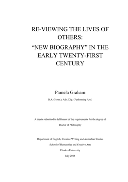 Re-Viewing the Lives of Others: “New Biography” in the Early Twenty-First Century