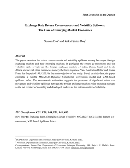 Exchange Rate Return Co-Movements and Volatility Spillover: the Case of Emerging Market Economies Suman Das1 and Saikat Sinha Ro