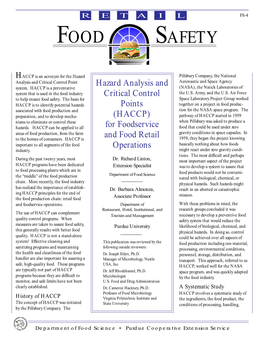 Hazard Analysis Critical Control Point (HACCP)