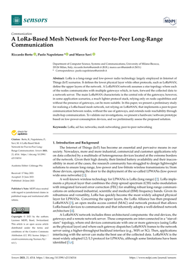 A Lora-Based Mesh Network for Peer-To-Peer Long-Range Communication