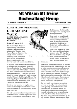Mt Wilson Mt Irvine Bushwalking Group Volume 29 Issue 9 September 2019