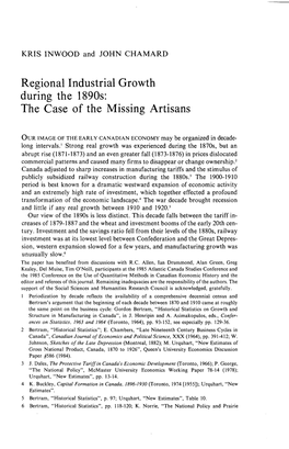 Regional Industrial Growth During the 1890S: the Case of the Missing Artisans