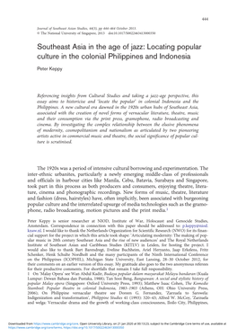 Southeast Asia in the Age of Jazz: Locating Popular Culture in the Colonial Philippines and Indonesia