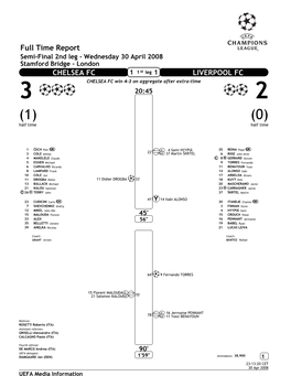 Full Time Report CHELSEA FC LIVERPOOL FC