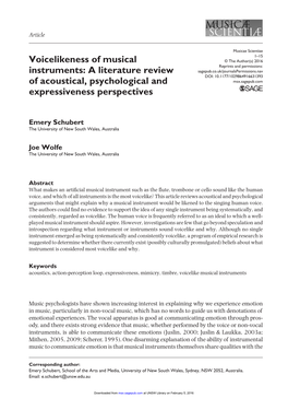 Voicelikeness of Musical Instruments