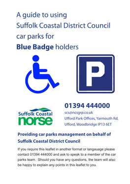 A Guide to Using Suffolk Coastal District Council Car Parks for Blue Badge Holders