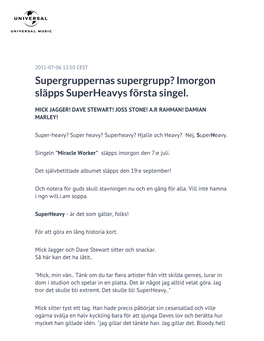 Supergruppernas Supergrupp? Imorgon Släpps Superheavys Första Singel