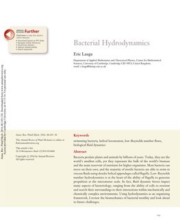 Bacterial Hydrodynamics • Explore Related Articles • Search Keywords Eric Lauga