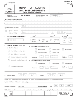 Report of Receipts and Disbursements